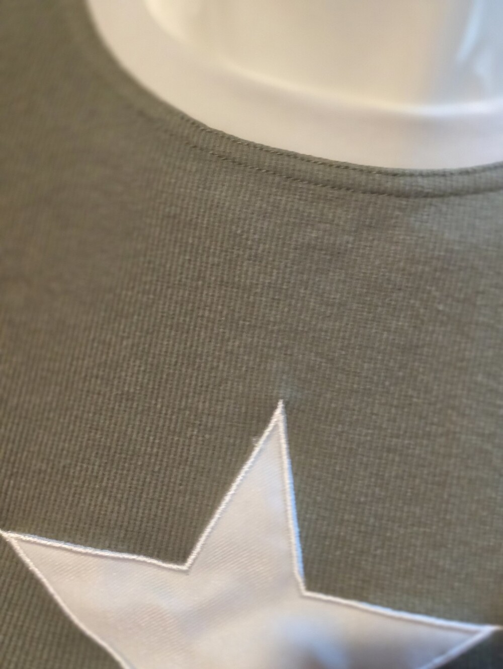 Olive Green Star Tee with White Trim - Picture 4 of 6